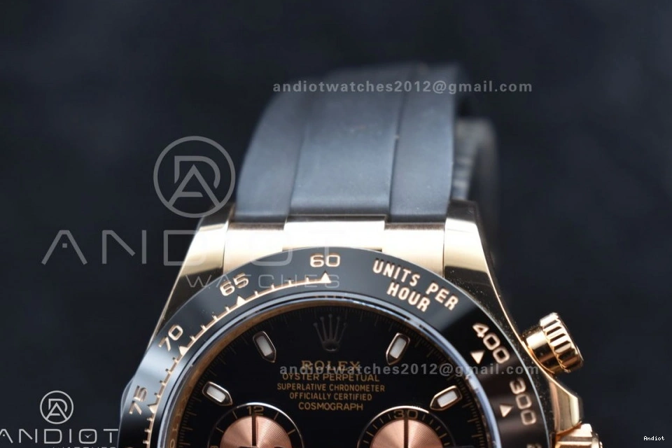 Best Daytona SH4130 116518 Oysterflex Strap RG 1:1 APSF Dial Rubber on Black Edition 0404